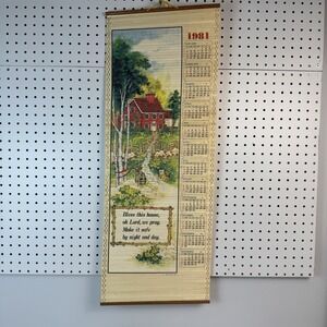 Vtg 1981‎ Bless This House wooden wall scroll farmhouse cottage decor